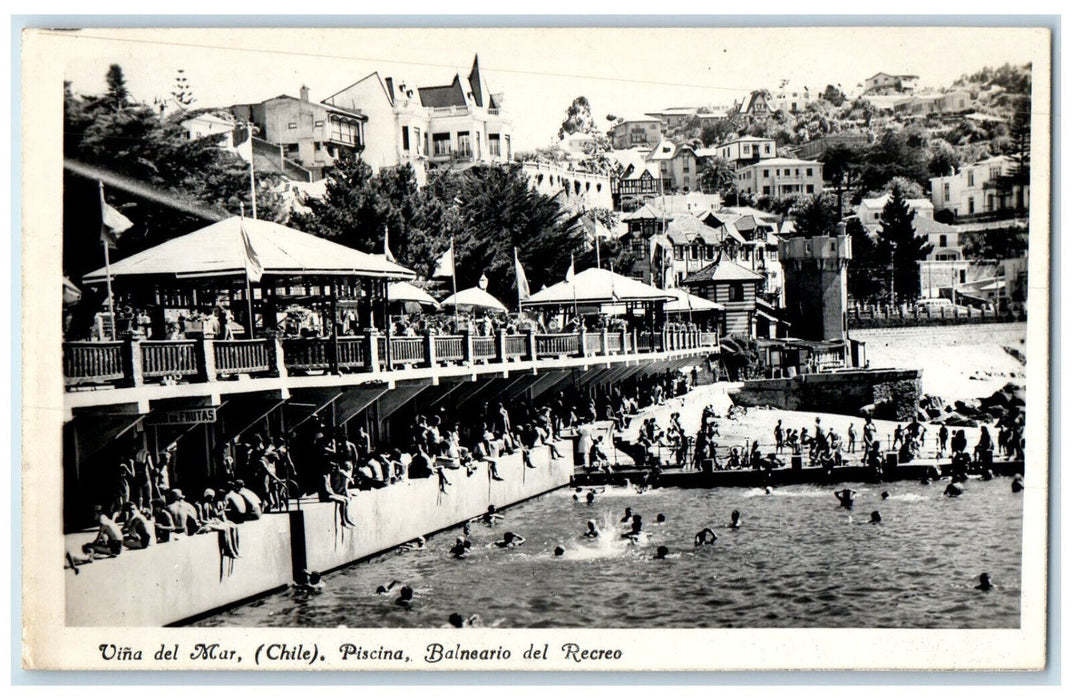 c1950's Piscina Balneario Del Recreo Vina Del Mar (Chile) RPPC Photo Postcard