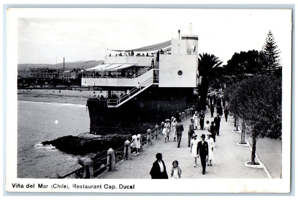 c1950's Ducal Restaurant Cap Vina Del Mar (Chile) RPPC Photo Postcard