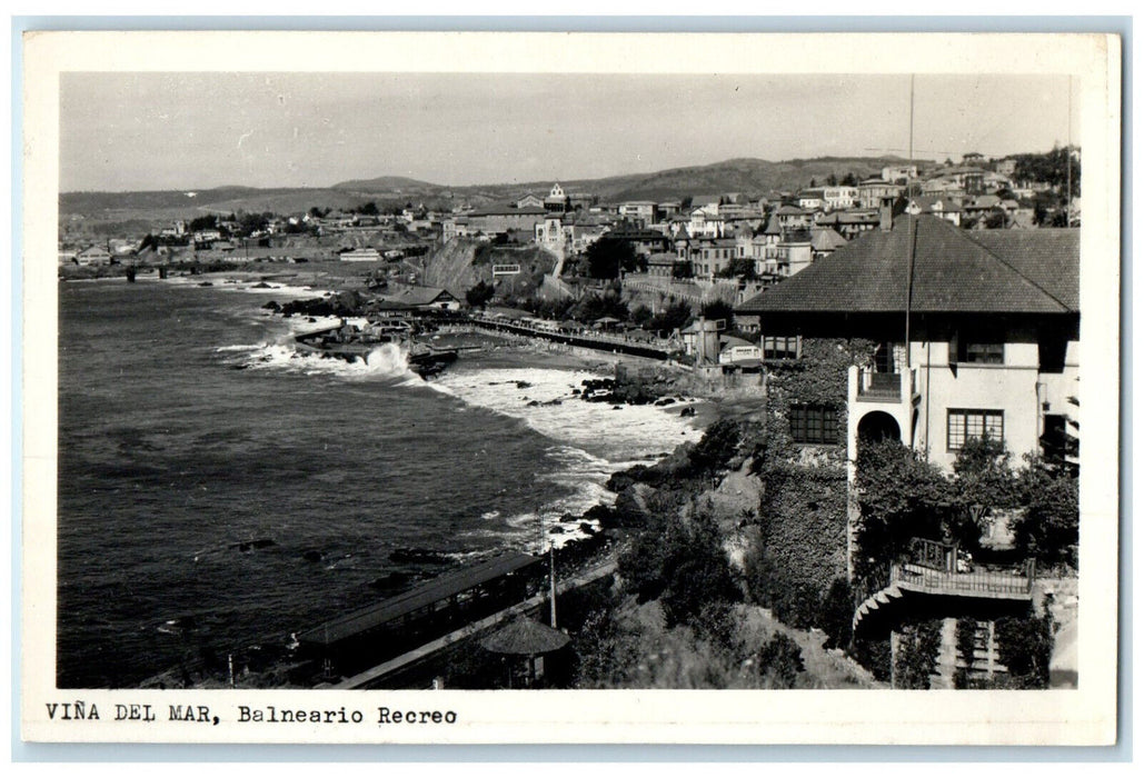 c1940's Vina Del Mar Balneario Recreo (Chile) RPPC Photo Unposted Postcard