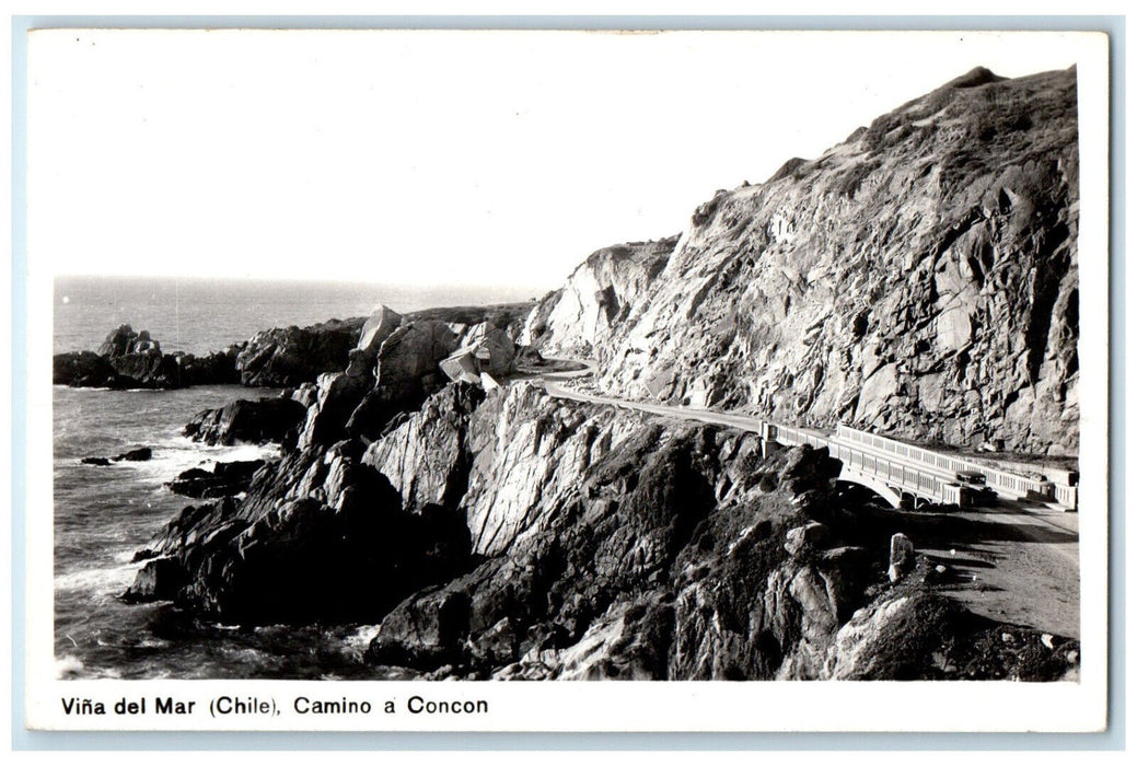 c1950's Camino a Concon Vina Del Mar (Chile) RPPC Photo Vintage Postcard