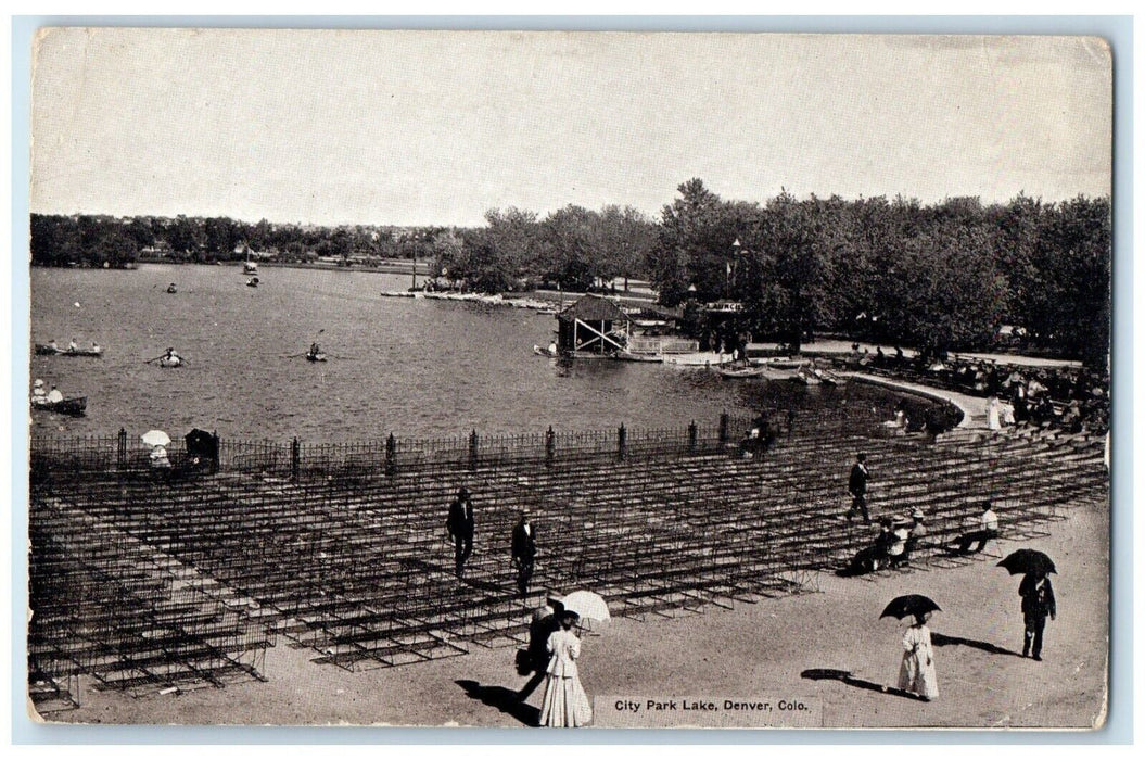 c1910's View Of City Park Lake Denver Colorado CO Unposted Antique Postcard