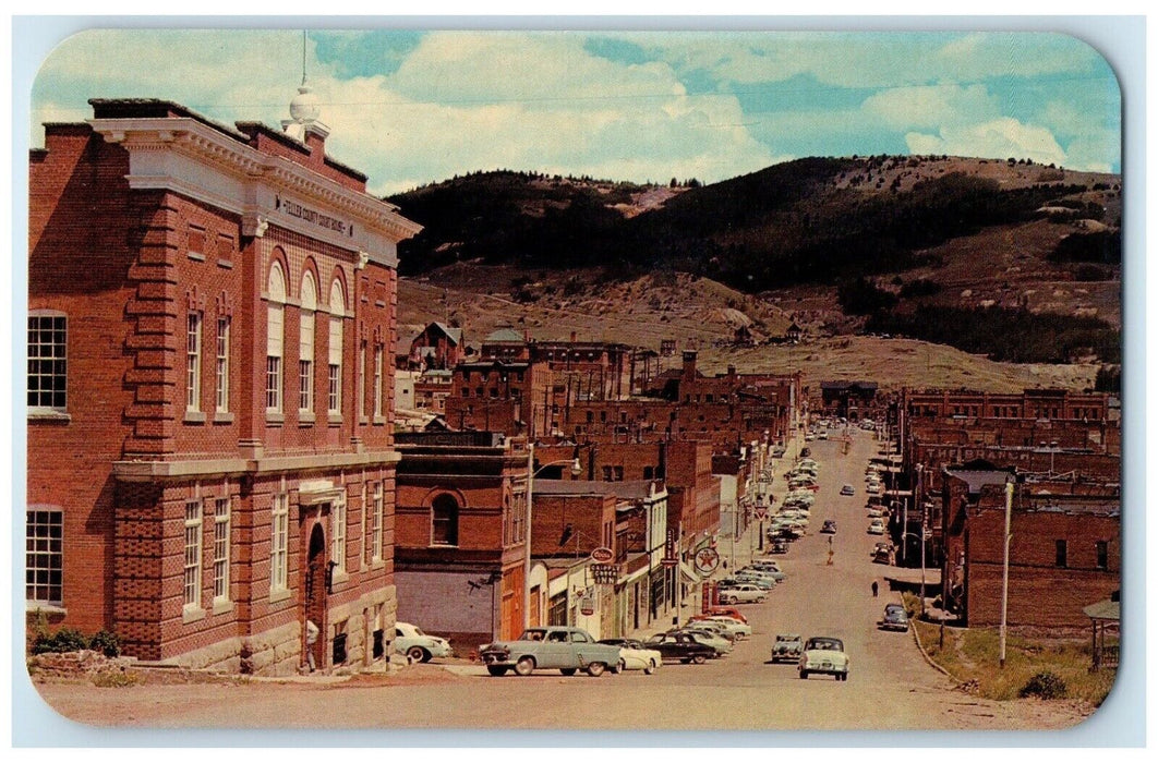 c1950's Teller County Court House Cars Cripple Creek Colorado CO Postcard