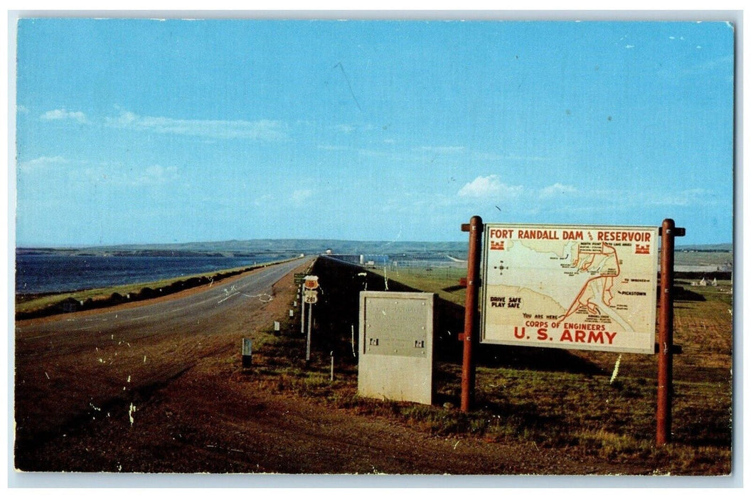 c1960 Approaching Fort Randall Dam Pickstown South Dakota SD Unposted Postcard