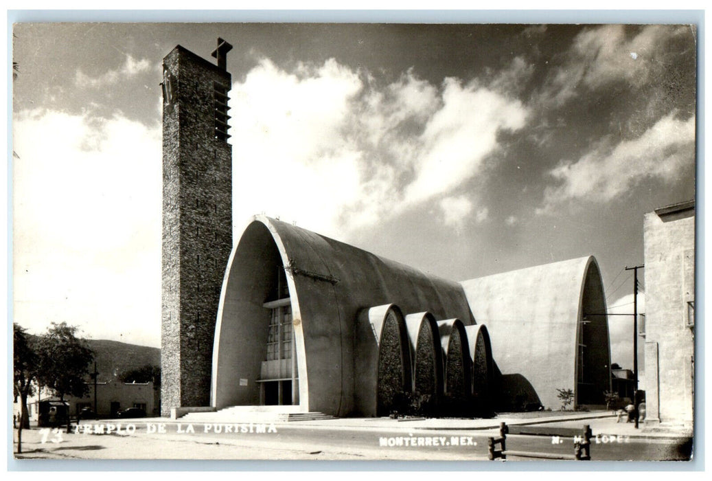 c1940's Templo De La Purisima Monterrey Mexico Vintage RPPC Photo Postcard