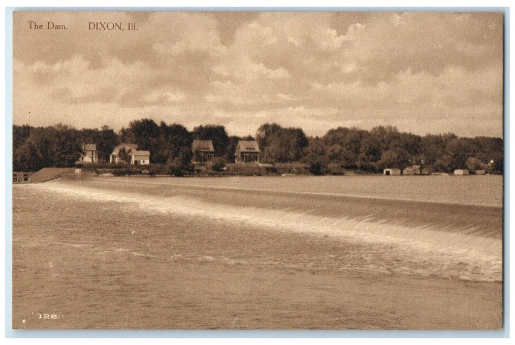 c1910's View Of The Dam Houses Scene Dixon Illinois IL Unposted Antique Postcard