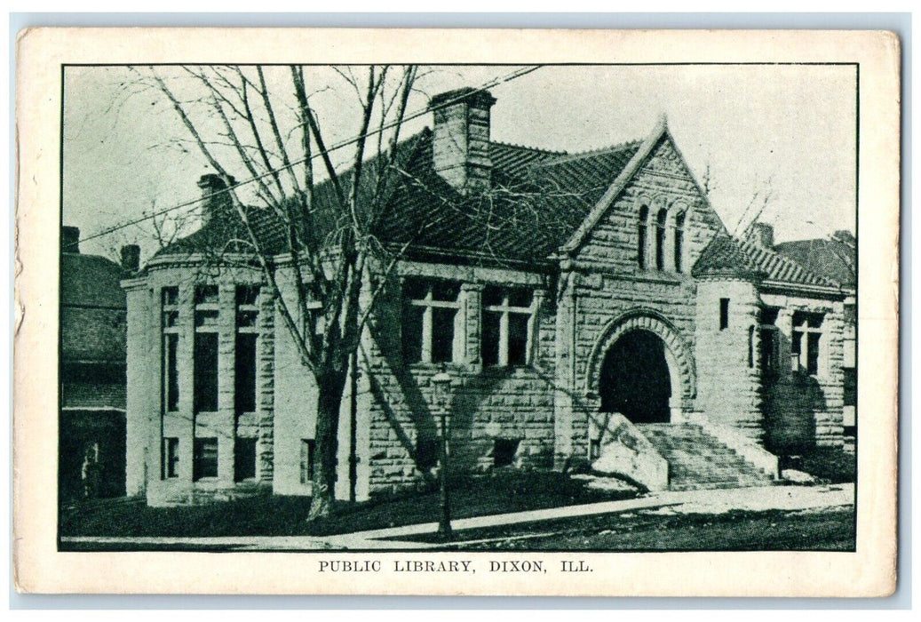 c1910's Public Library Building Dixon Illinois IL Unposted Antique Postcard