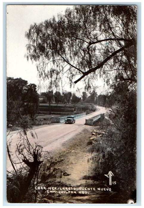 1942 Carr Mex-Laredo Puente Nuevo Ixmiquilpan Mexico RPPC Photo Postcard