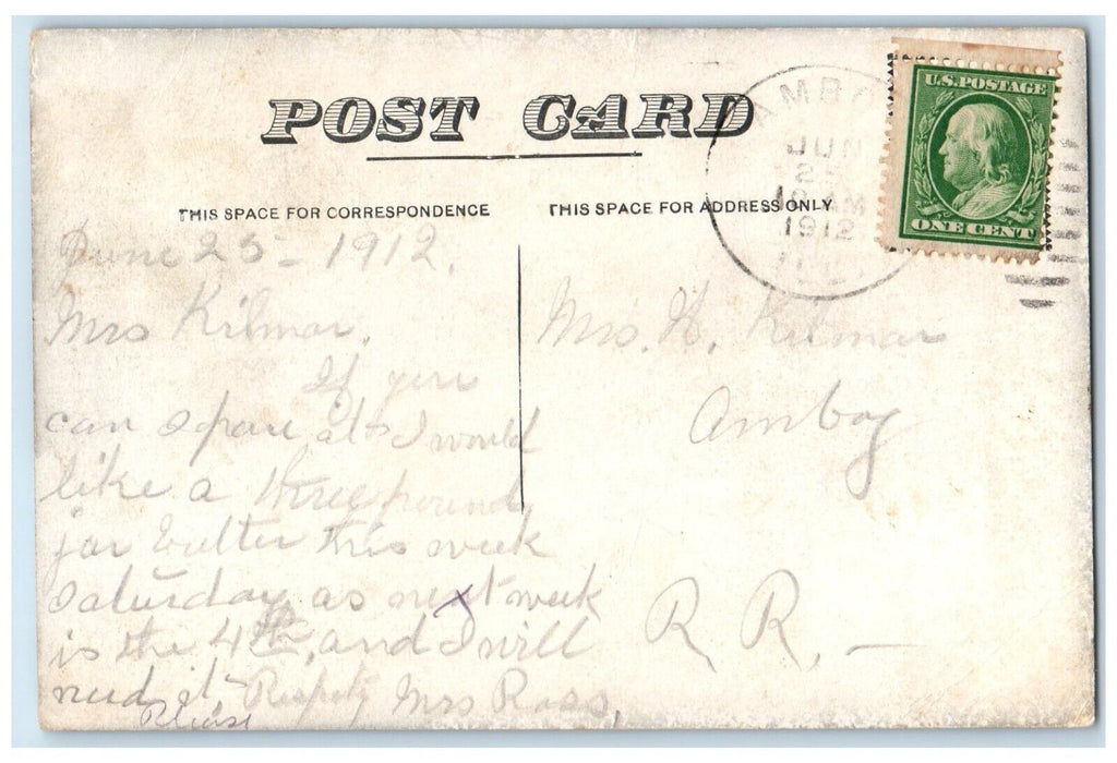 1912 Green River East Of CB & Q Bridge Amboy Illinois IL Posted Antique Postcard