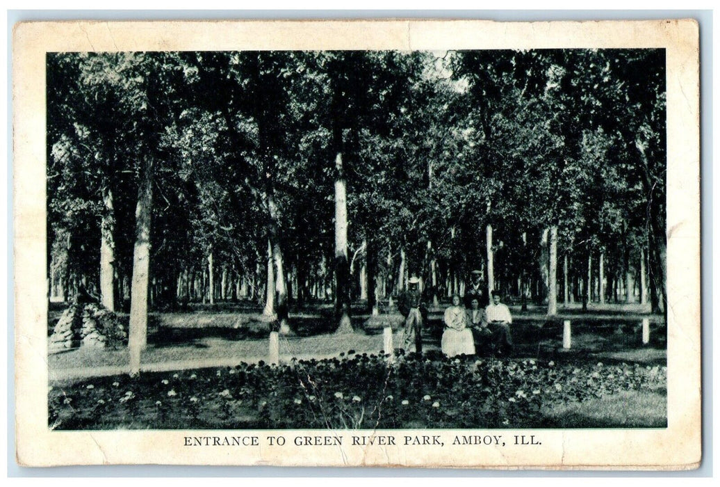 1910 Entrance To Green River Park Amboy Illinois IL Posted Antique Postcard