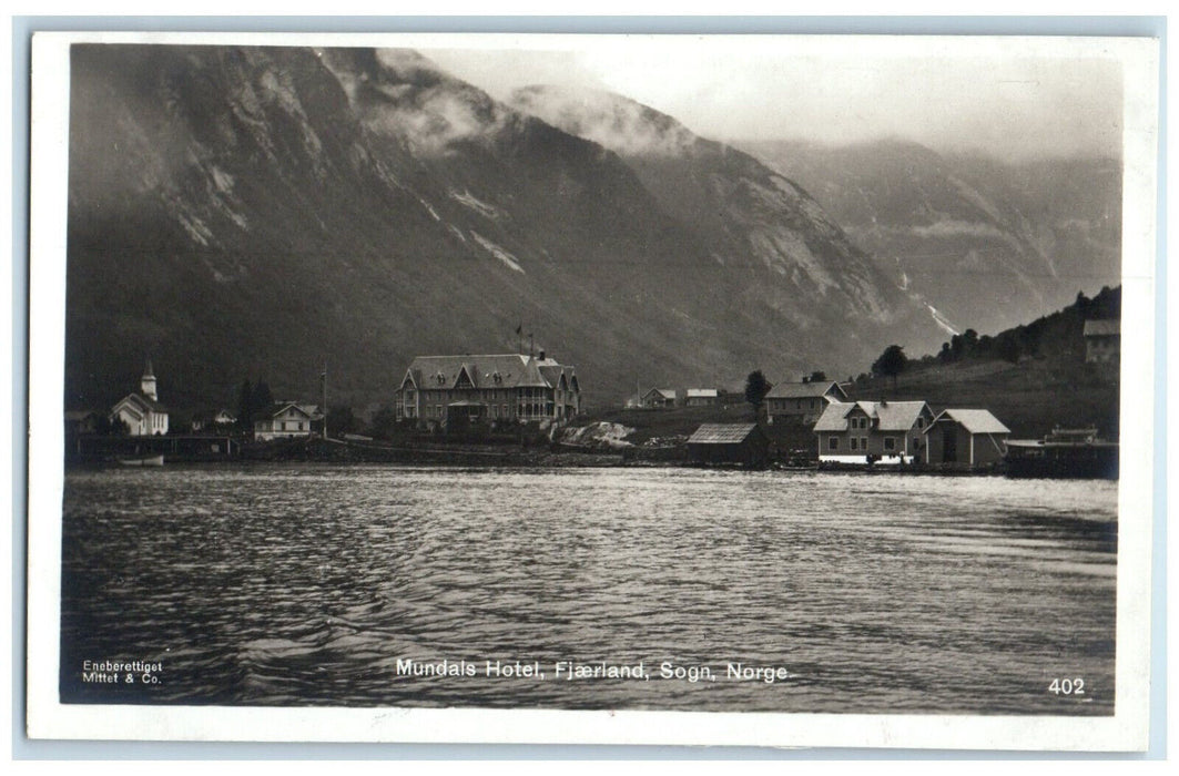 c1920's Mundals Hotel Fjaerland Sogn Norway Antique RPPC Photo Postcard