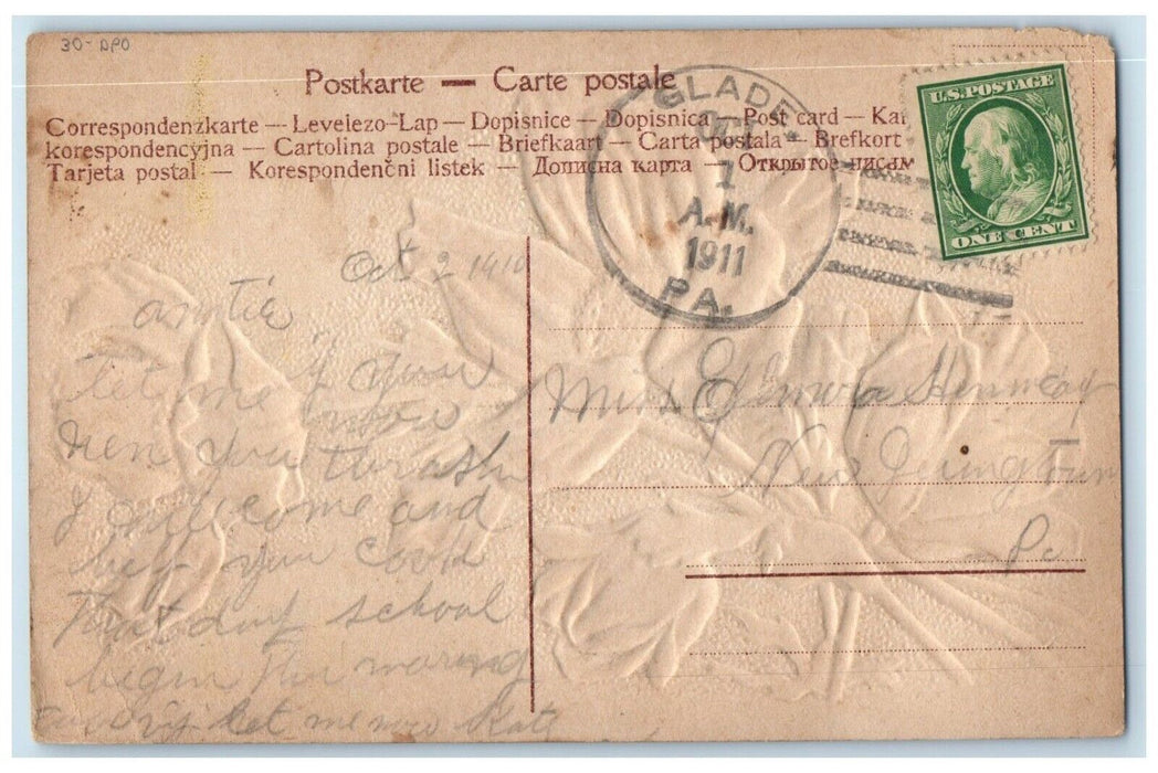 1911 Poppy Flowers Glade Pennsylvania DPO New Germantown Duane Cancel Postcard