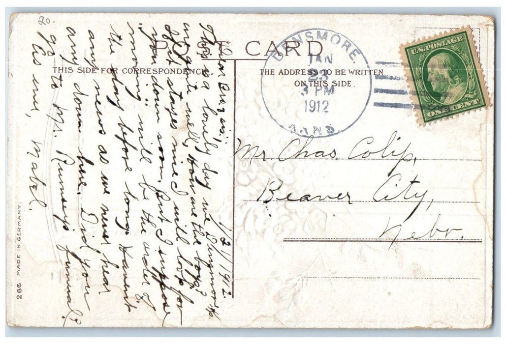 1912 Happy Birthday Flowers Densmore Kansas KS Beaver City Duane Cancel Postcard