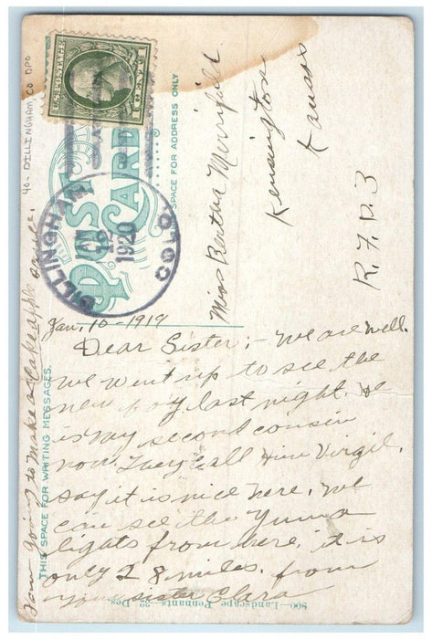 Pennant Dillingham Colorado CO Kensington Kansas KS DPO Duane Cancel Postcard