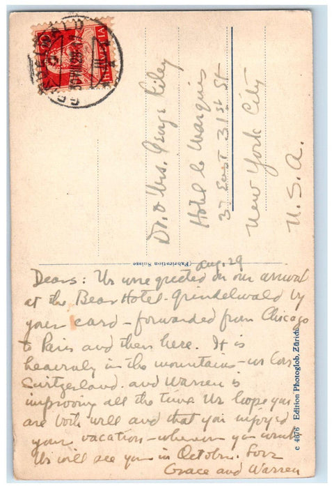 1928 Kleine Scheidegg With Jungfrau Switzerland Posted RPPC Photo Postcard