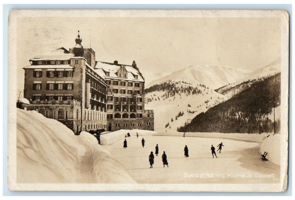 1923 Zuoz Kurhaus Castell Zuos Switzerland Posted RPPC Photo Postcard