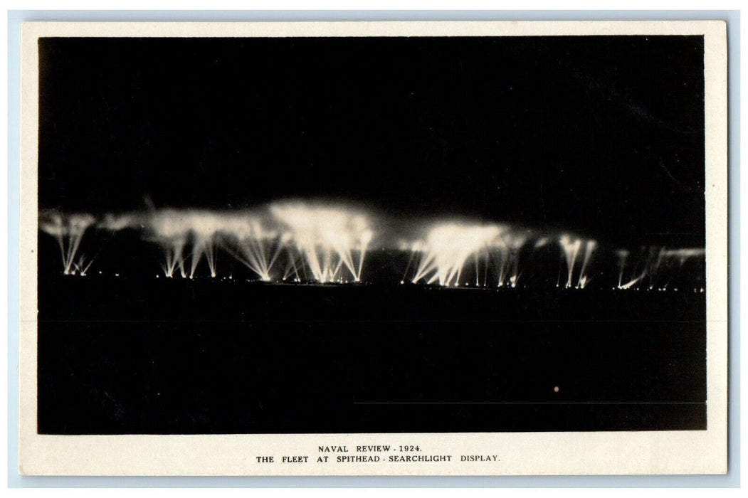 1924 The Fleet at Spithead Searchlight Display England RPPC Photo Postcard