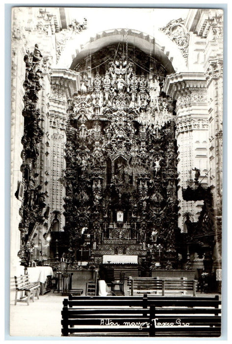 c1940's Interior of Church Altar Mayor Taxco Guerrero Mexico RPPC Photo Postcard