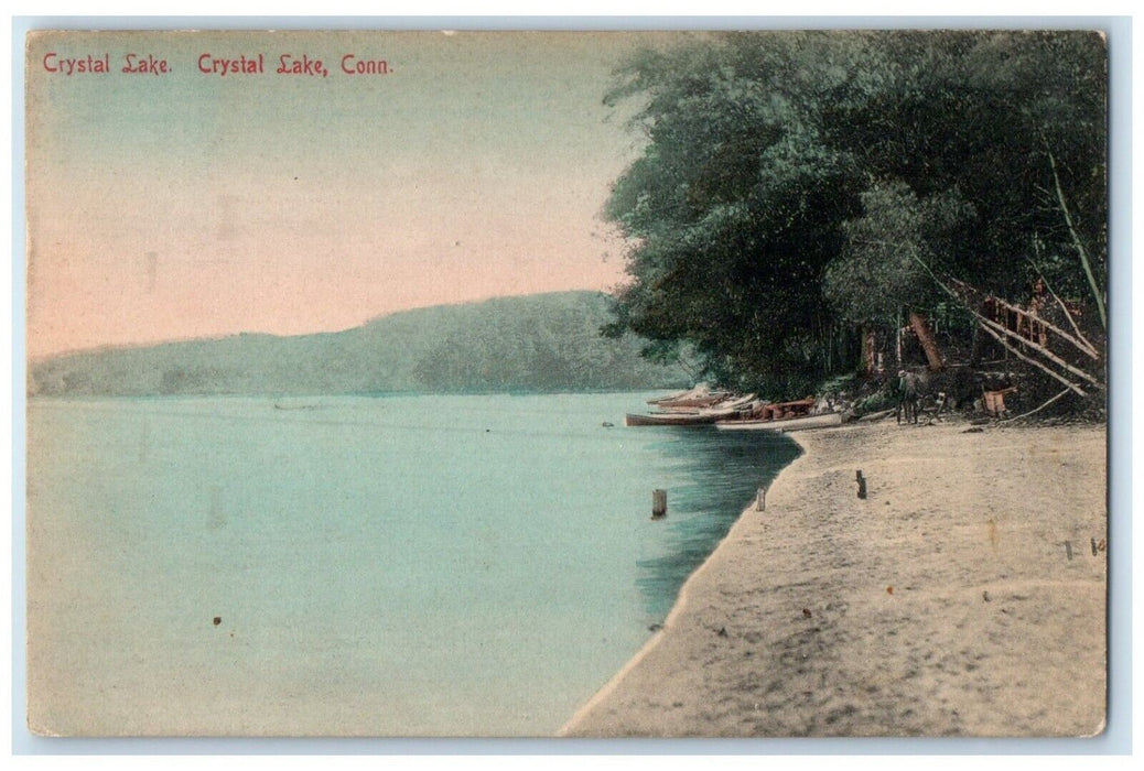 1910 Crystal Lake View Boats Scene Crystal Lake Connecticut CT Antique Postcard