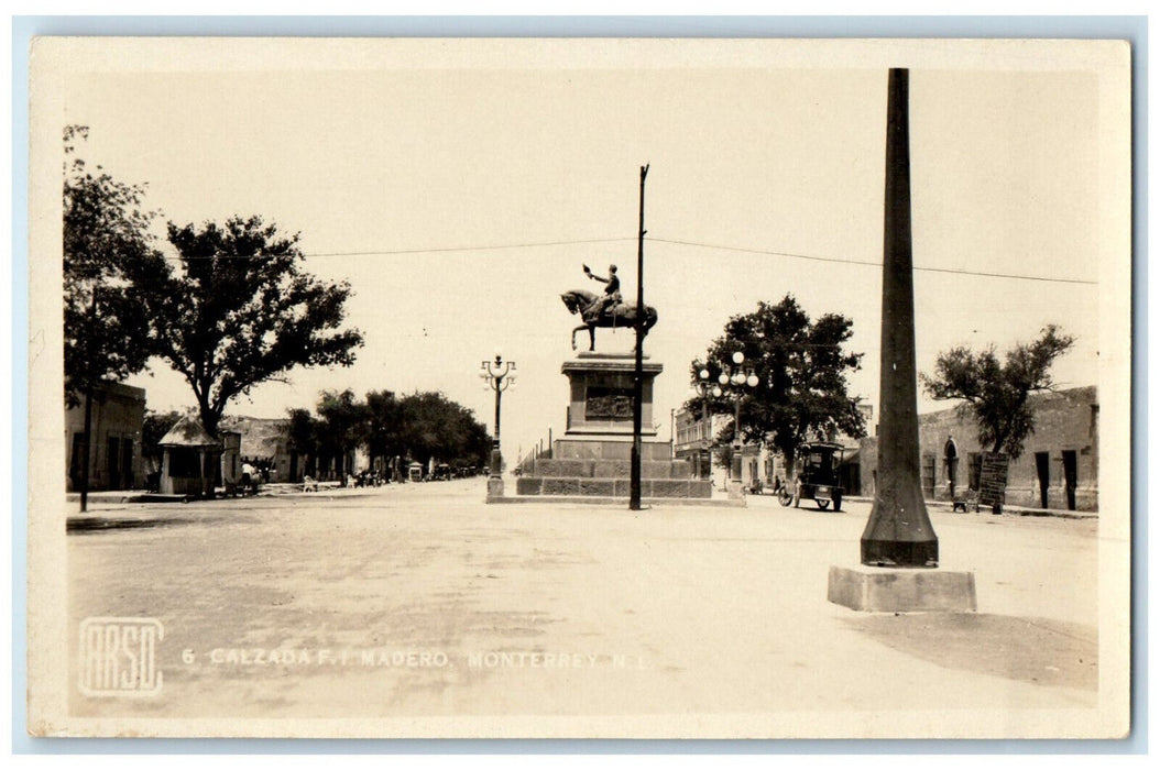 c1940's Calzada F.I. Madero Monterrey Nuevo Leon Mexico RPPC Photo Postcard