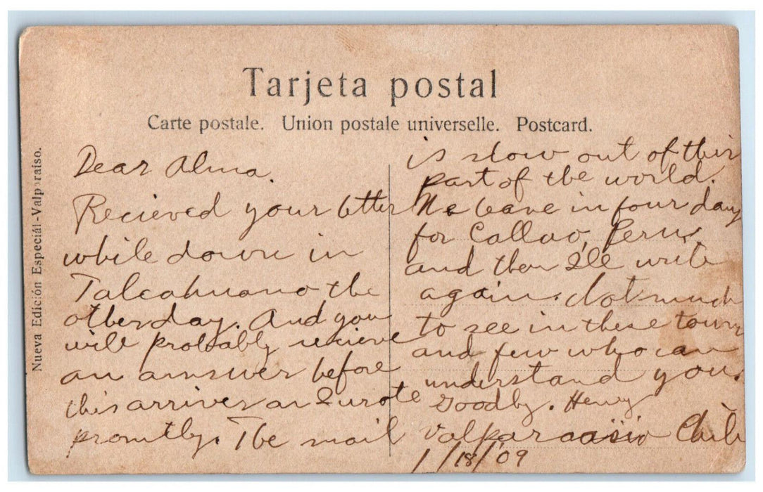1909 Road Buildings Avenue Scene in Brazil Antique Posted RPPC Photo Postcard