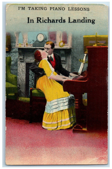c1910 I'm Taking Piano Lessons In Richards Landing Ontario Canada Postcard
