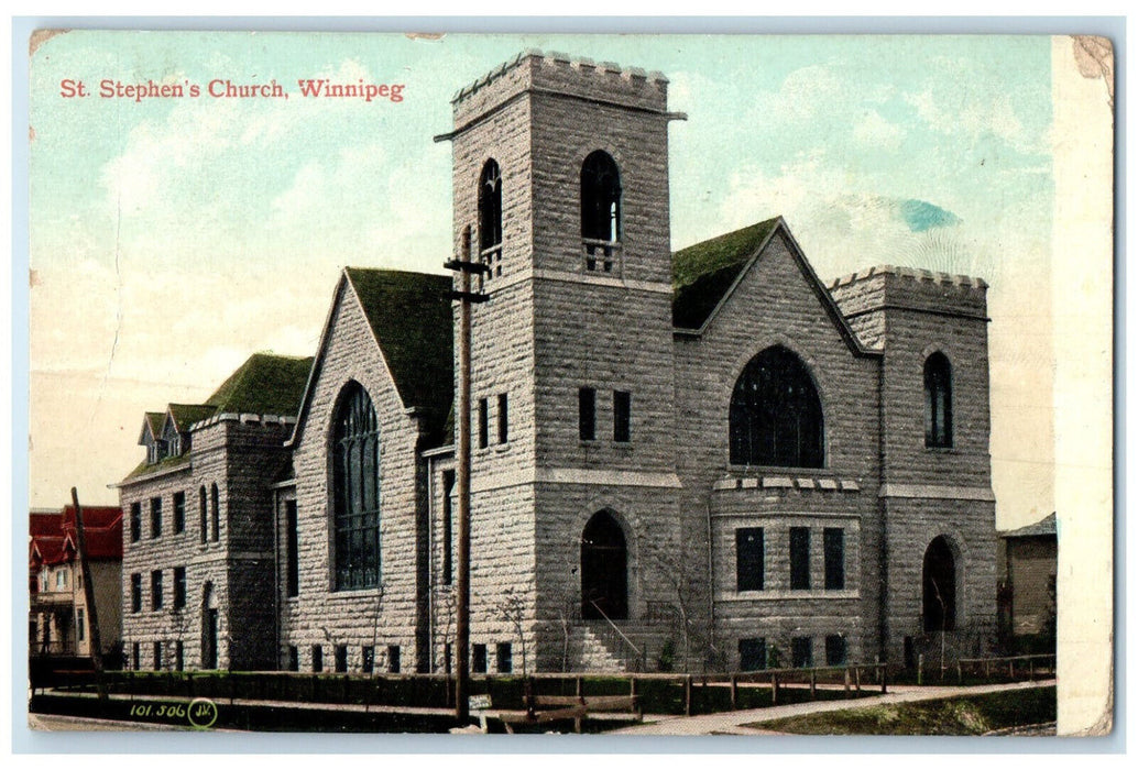 1907 St. Stephen's Church Winnipeg Manitoba Canada Posted Antique Postcard