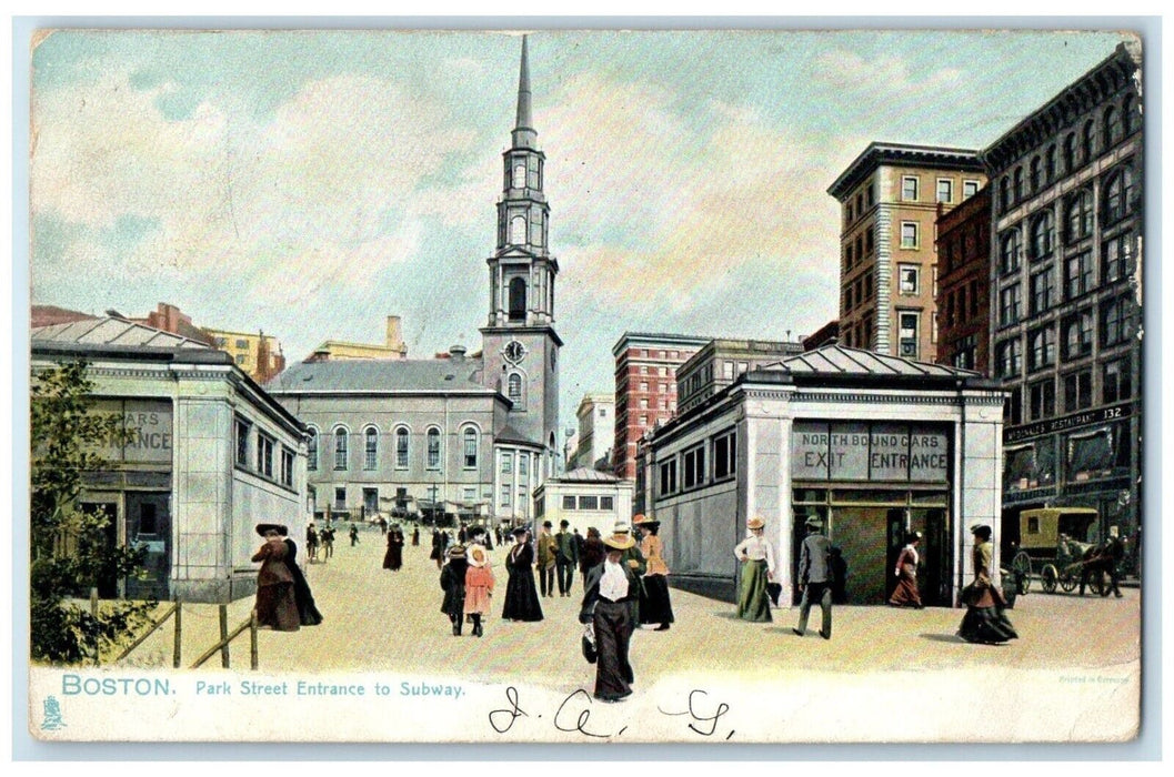 1906 Park Street Entrance To Subway Boston Massachusetts MA Tuck's Postcard