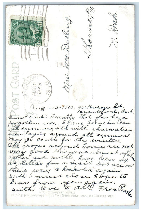 1910 Victoria School Brantford Ontario Canada Antique Posted Postcard
