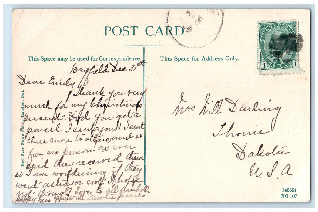 c1910 Richmond Street Ontario Canada Trolley Car Antique Posted Postcard