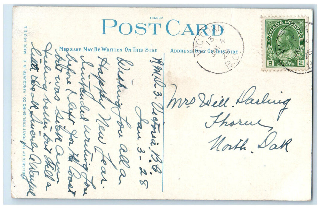 1928 Swimming Pool Bathing Crystal Garden Victoria BC Canada Postcard