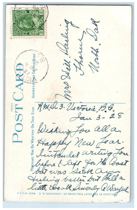 1928 Swimming Pool Bathing Crystal Garden Victoria BC Canada Postcard