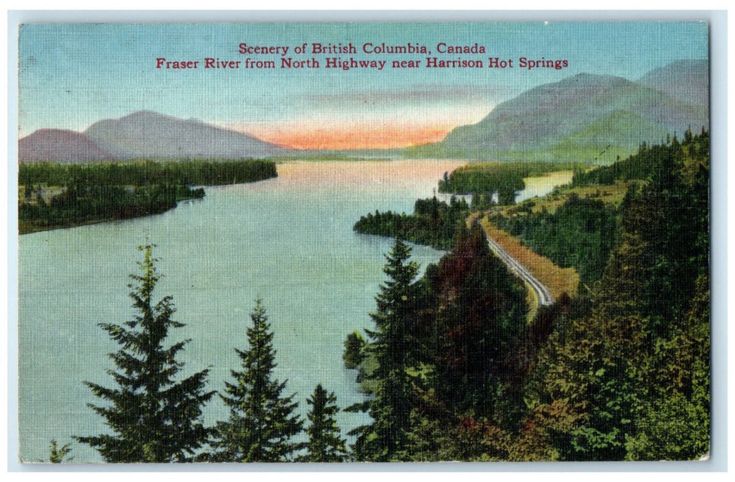 c1950's Fraser River Scenery of British Columbia Canada Vintage Postcard