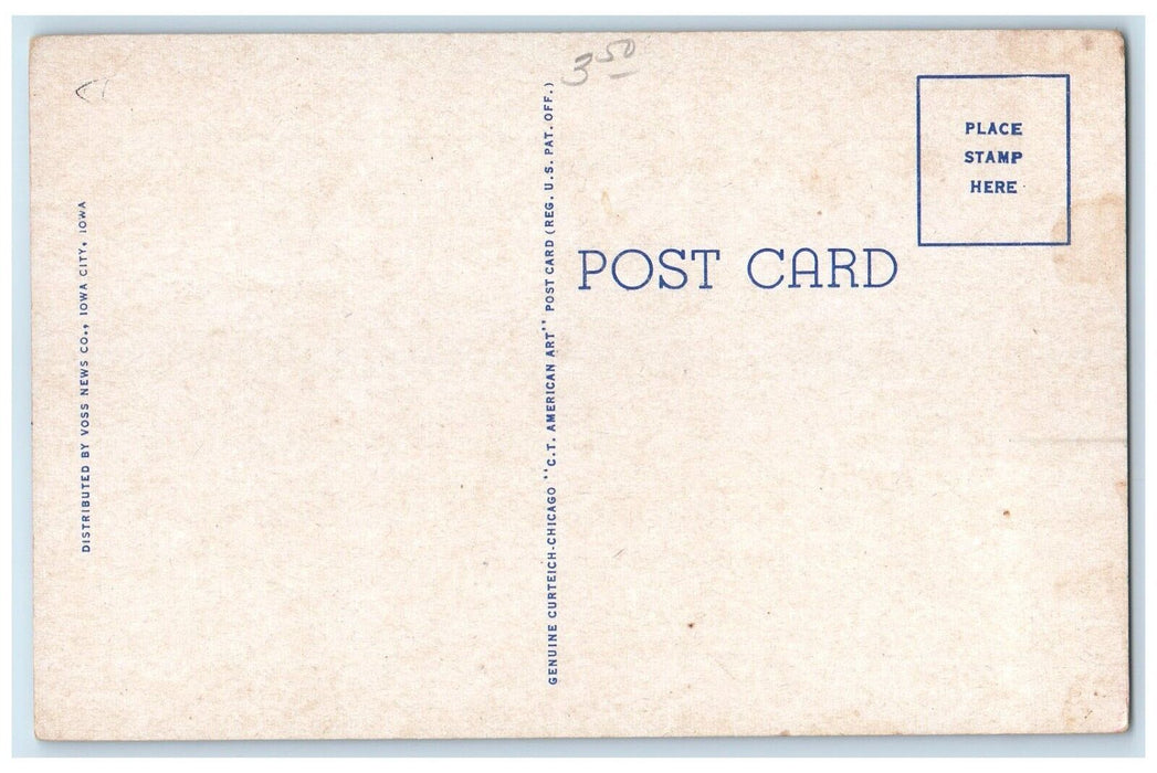 c1940 Quadrangle Dormitory State University Iowa Field Iowa City Iowa Postcard