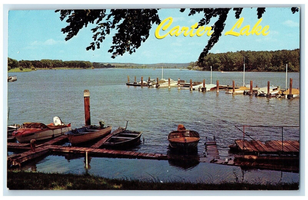 c1967 Carter Lake Boat Docks Omaha Nebraska NE Centennial Nebraskaland Postcard
