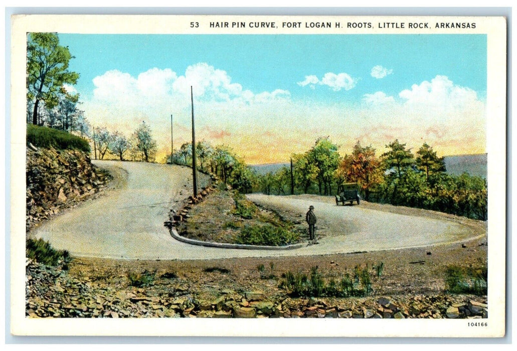c1920 Hair Pin Curve Fort Logan Roots Little Rock Arkansas AK Unposted Postcard