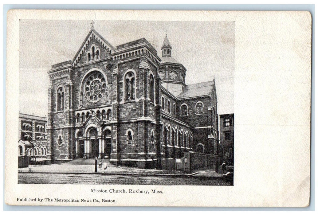 c1905 Mission Church Scene Street Roxbury Massachusetts MA Rotograph Postcard