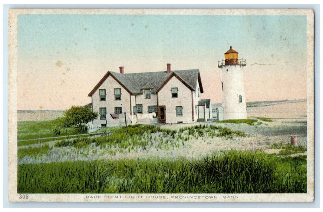 c1920's Race Point Light House Home View Provincetown Massachusetts MA Postcard