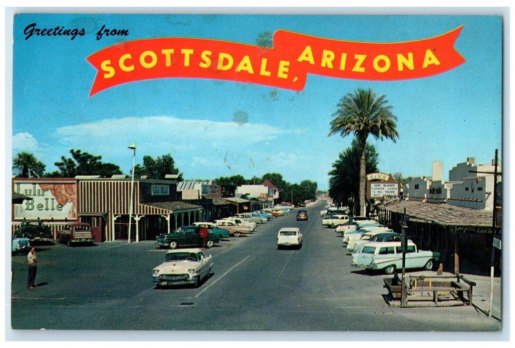 c1960 Greetings From West Most Western Town Scottsdale Arizona Petley Postcard