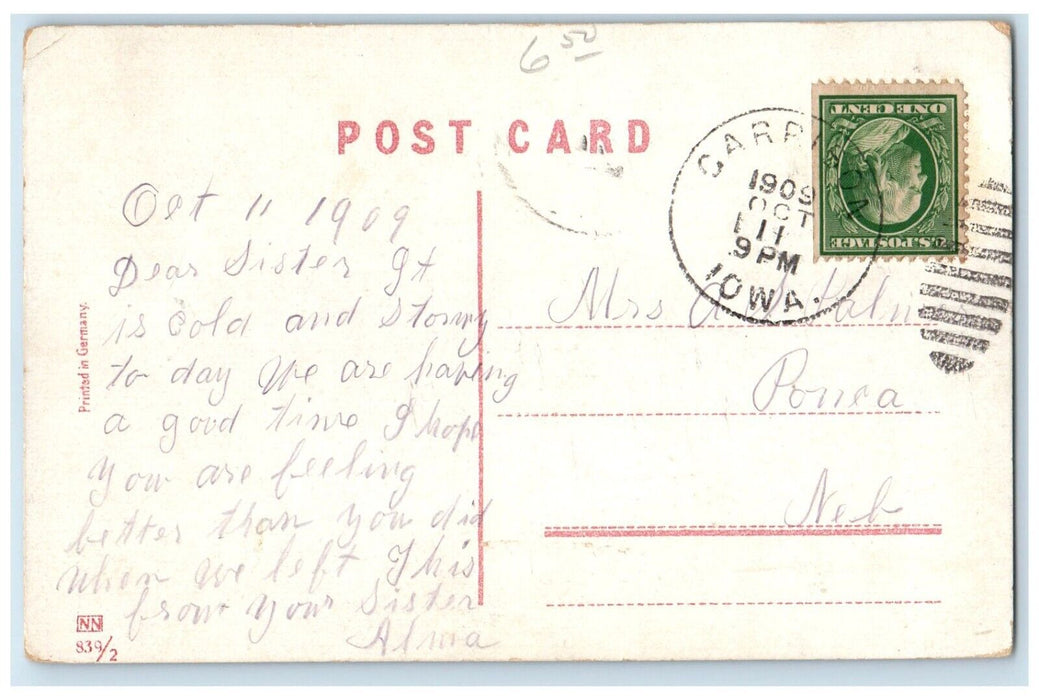 1909 Scene Cedar River Looking West Bridge Canoe Boat Lake Vinton Iowa Postcard