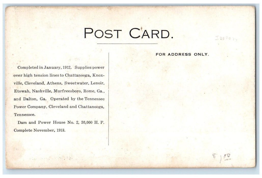 c1910 Aerial View Dam Power House Parksville Polk County Tennessee TN Postcard