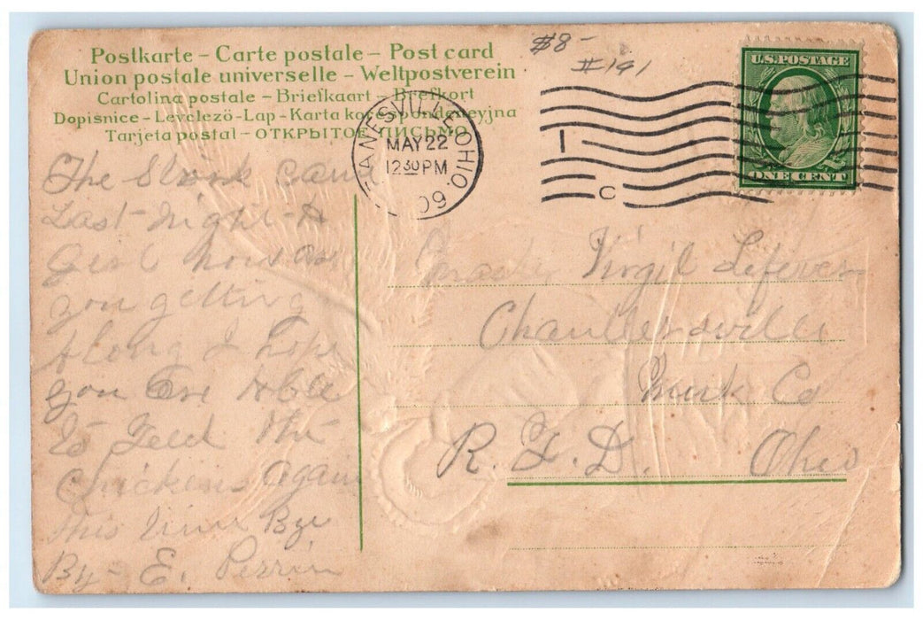 1908 Hearty Congratulations Stork Twin Babies Doll Shickley Nebraska NE Postcard