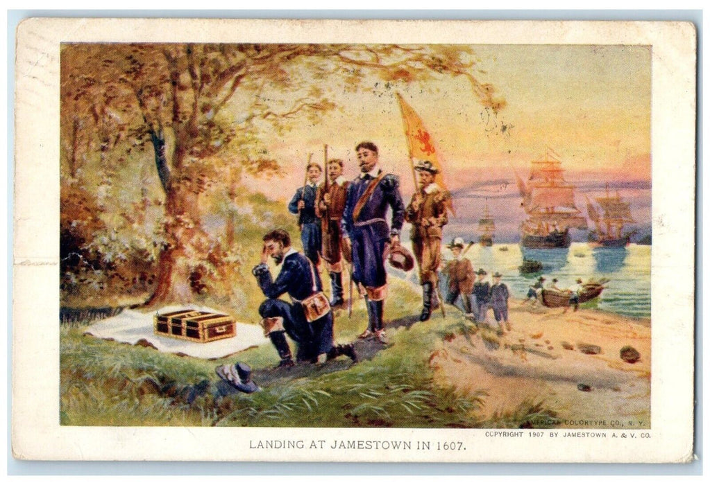 1909 Landing At Jamestown Exposition Norfolk Virginia VA Providence RI Postcard