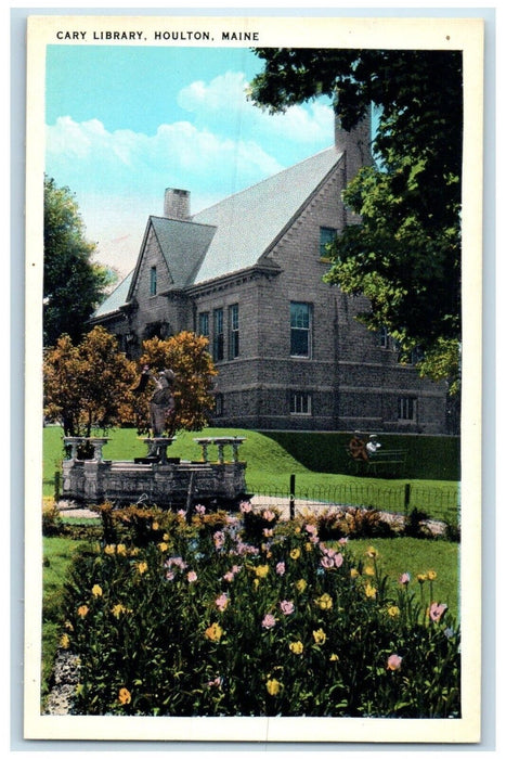 c1930's Cary Library Building Scene Houlton Maine ME Unposted Vintage Postcard