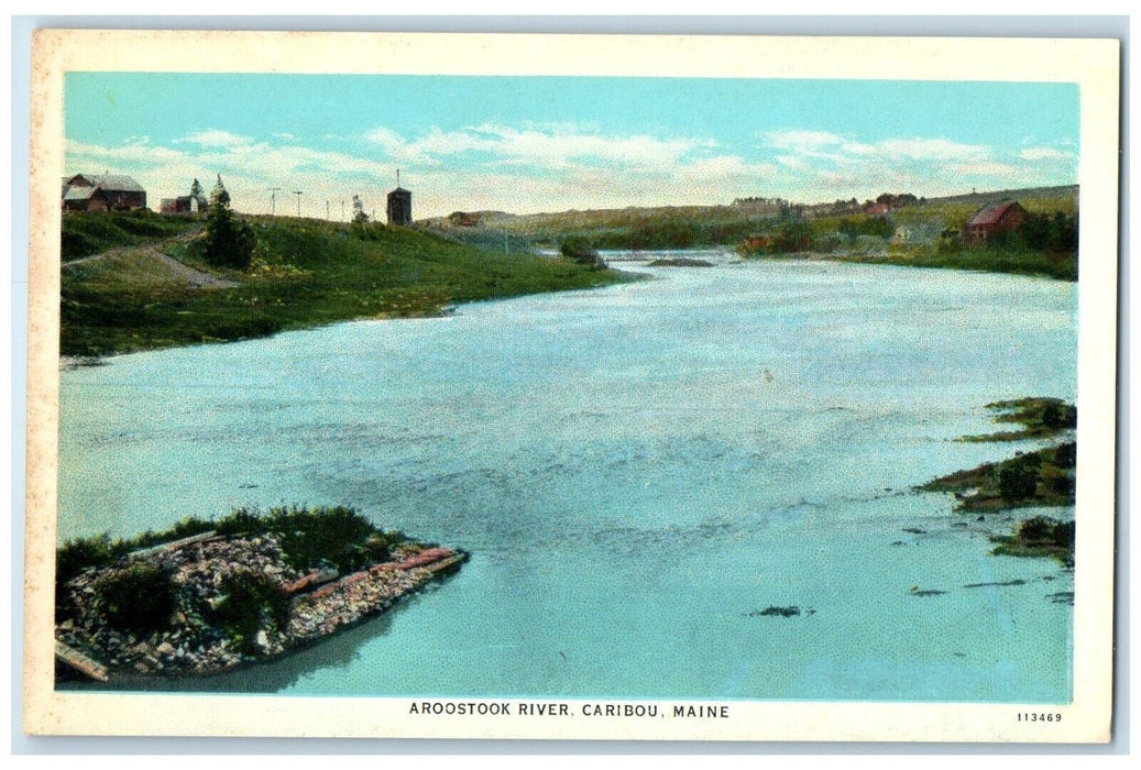 c1930's View Of Aroostook River Caribou Maine ME Unposted Vintage Postcard