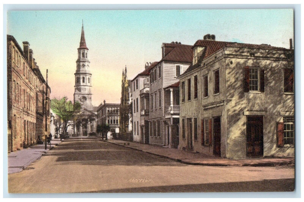 c1940 Old Church St Phillips Church Charleston South Carolina Unposted Postcard