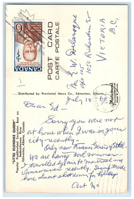 1969 Little Klondike Queen Edmonton Alberta Canada Vintage Postcard