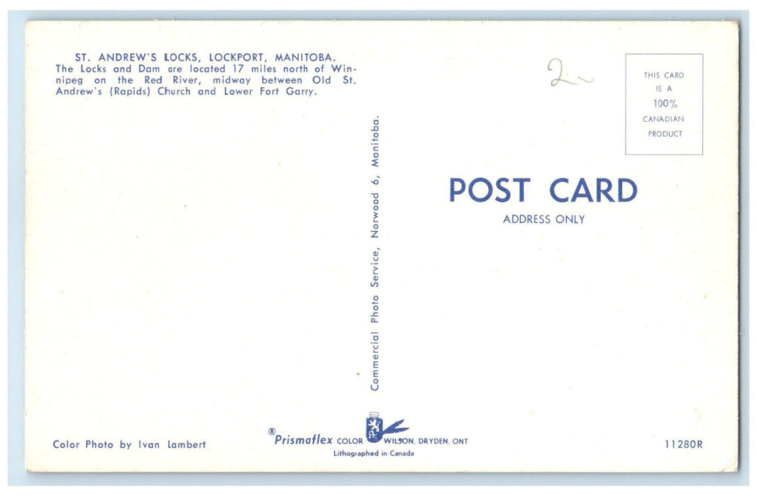 c1960's St. Andrew's Locks Lockport Manitoba Canada Unposted Postcard