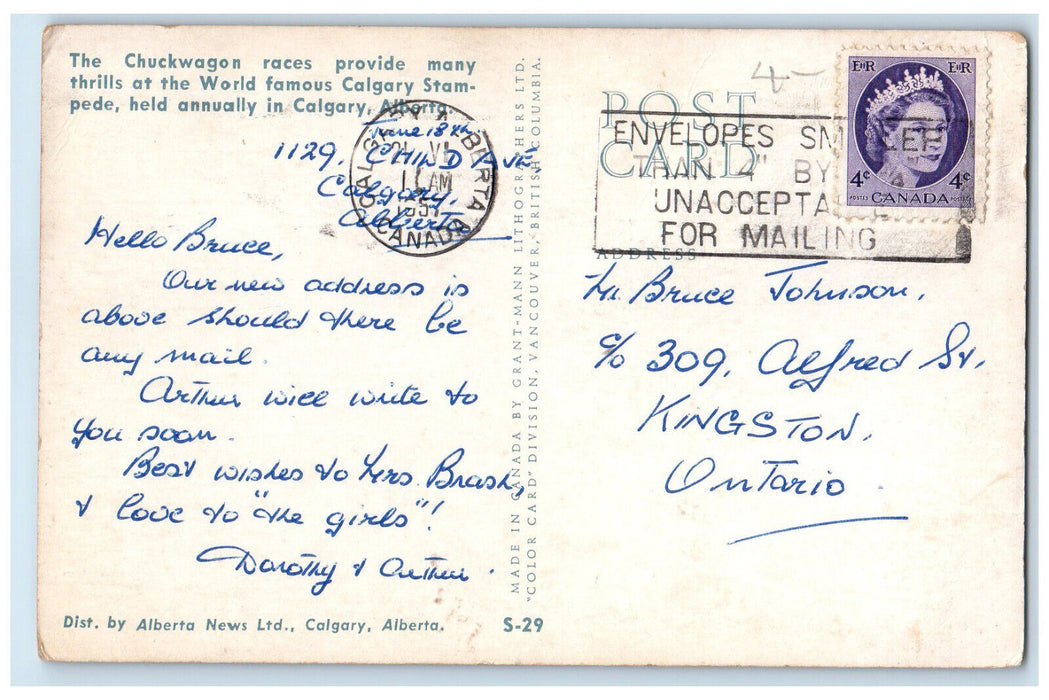 1957 Chuckwagon Races Calgary Alberta Canada Vintage Posted Postcard