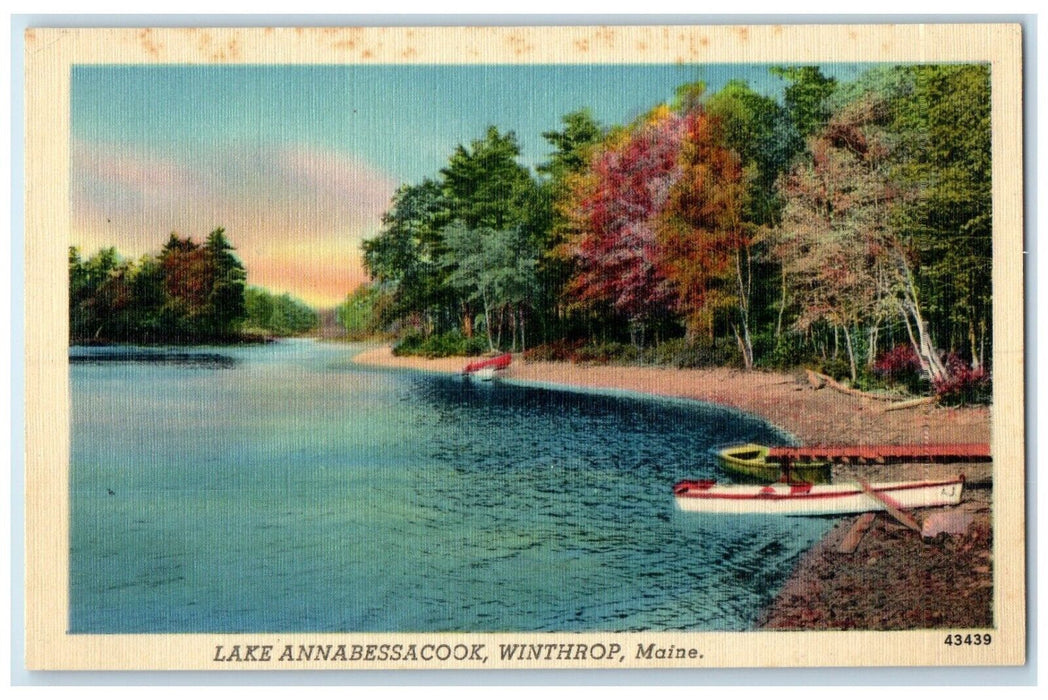 c1930's Lake Maranacook View Boat Scene Winthrop Maine ME Vintage  Postcard