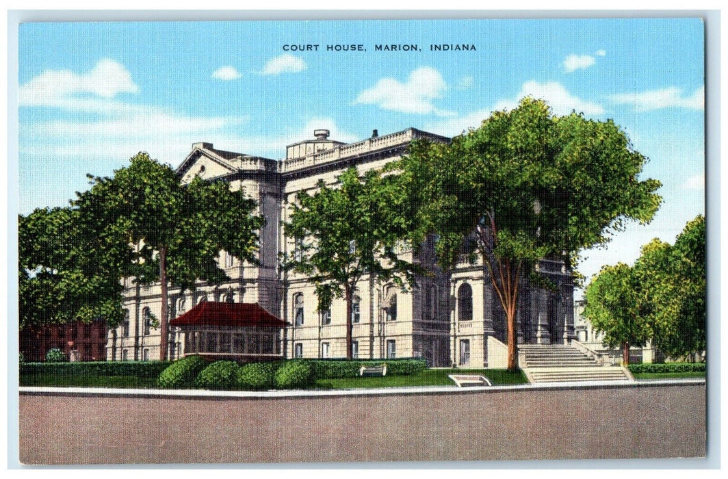 c1960's Court House Building Scene Street Marion Indiana IN Vintage Postcard